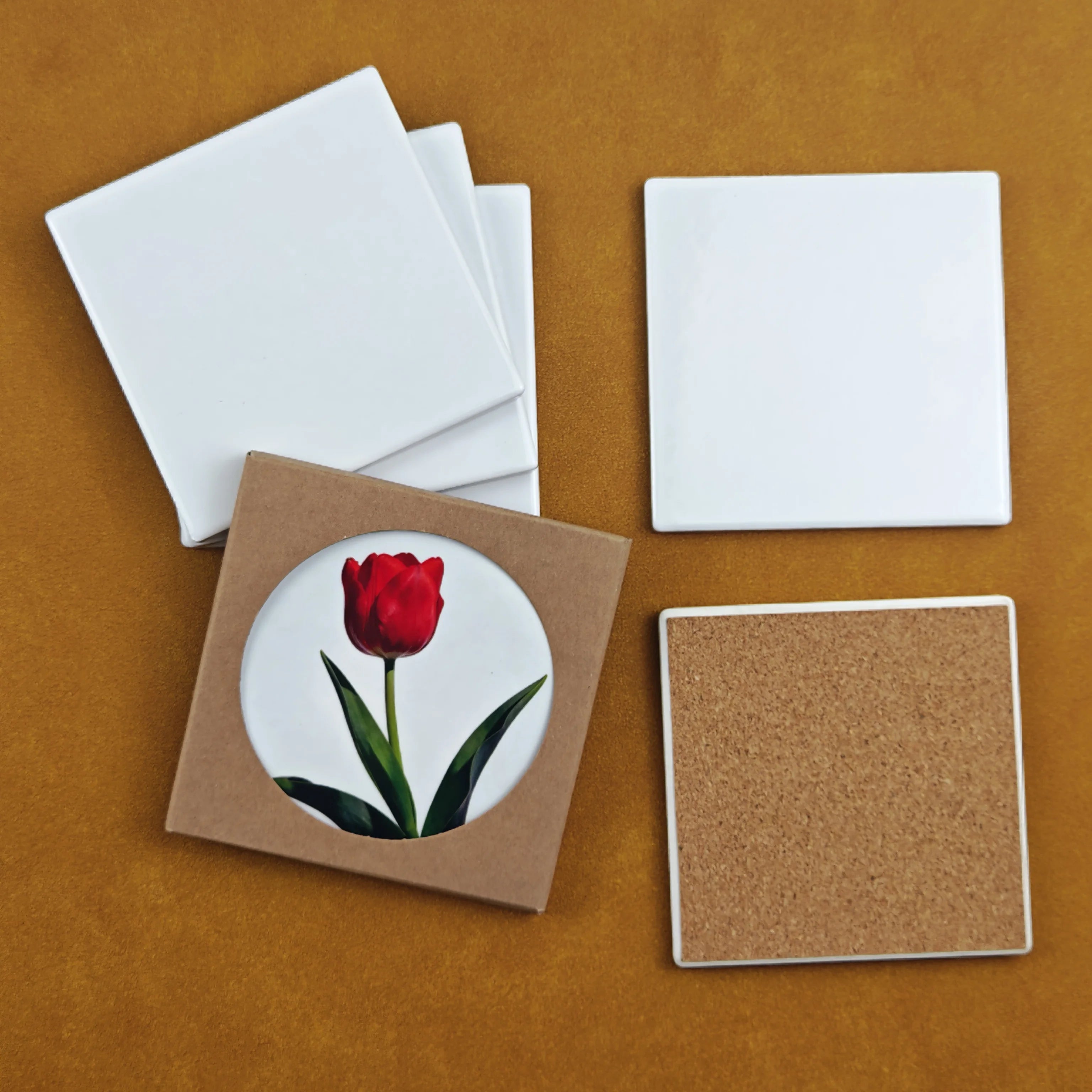 Square Glossy Customizable Ceramic Coasters Anniversary Celebration Gifts Festival Company Promotional Small Gifts Souvenir