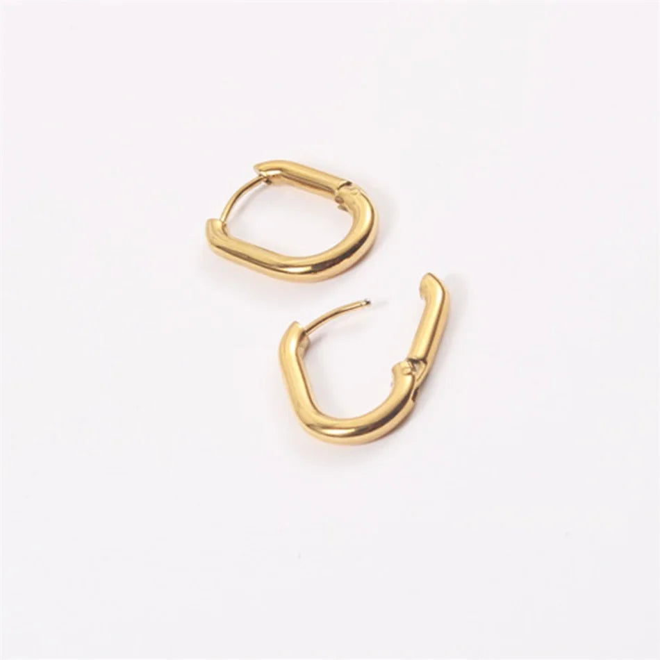 EManco Hypoallergenic Gold Plated Lightweight U Shape Open Fashion Stainless Steel Jewelry Fashion Hoop Earrings