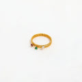 High End 18K Plain Gold Dainty Shiny Red Green Clear Zirconia Fine Rings Stainless Steel Trendy Simple Gold Plated Jewelry