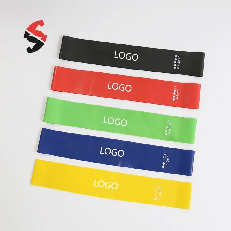 Customized Logo Made by Natural Latex High Elastic Gym Workout Exercise Yoga Pilates Mini Loop Resistance Bands Set