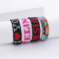 Handmade Bohemian Couple Jewelry Wide Band Seed Bead Love Letter Beaded Miyuki Heart Bracelets