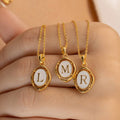 26pcs Initial Pendant Necklaces Wholesale White Enamel Gold Charm Oval Letter Necklace Birthday Gift for Mom Girlfriend