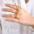 New Hot Selling Real Gold Plated Personalized Spiral Design Pearl Ring for Women Tarnish Free Fashion Jewelry Rings