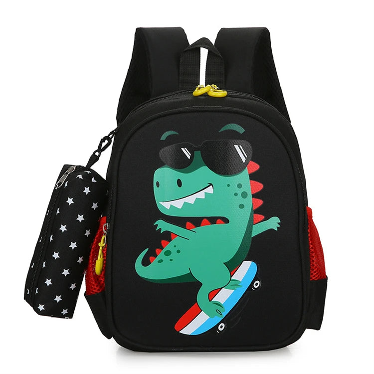 China Oem Fashion Student Black Dinosaur Printed Cute Backpack