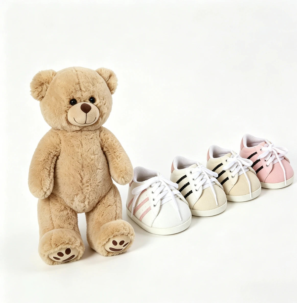 Fashionable Striped White Black Sneakers for 40cm Teddy Bears Chic Shoe Accessories for Plush Toys Chic Clothing & Accessories