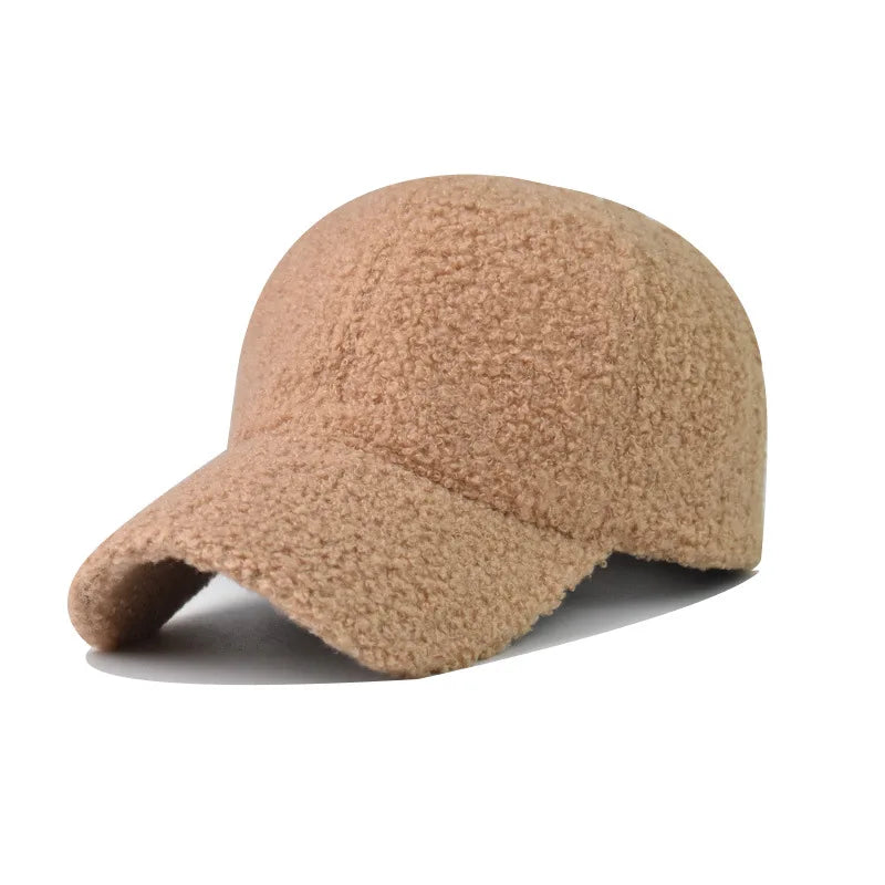 Baseball Hat Warm Winter Teddy Fleece Hip Hop Hat for Men Women Outdoor Travel (Large: 23.2")