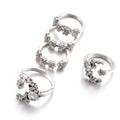 5 Pcs Women Rings Set Knuckle Silver Bohemian Girls Vintage Gem Crystal Joint Knot Ring Sets for Teens Party Daily Jewelry Gift
