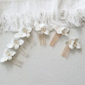 SLBRIDAL Handmade Ceramic Flower Freshwater Pearls Bridal Hair Comb Pin Wedding Hair Accessories Women Hair Jewelry
