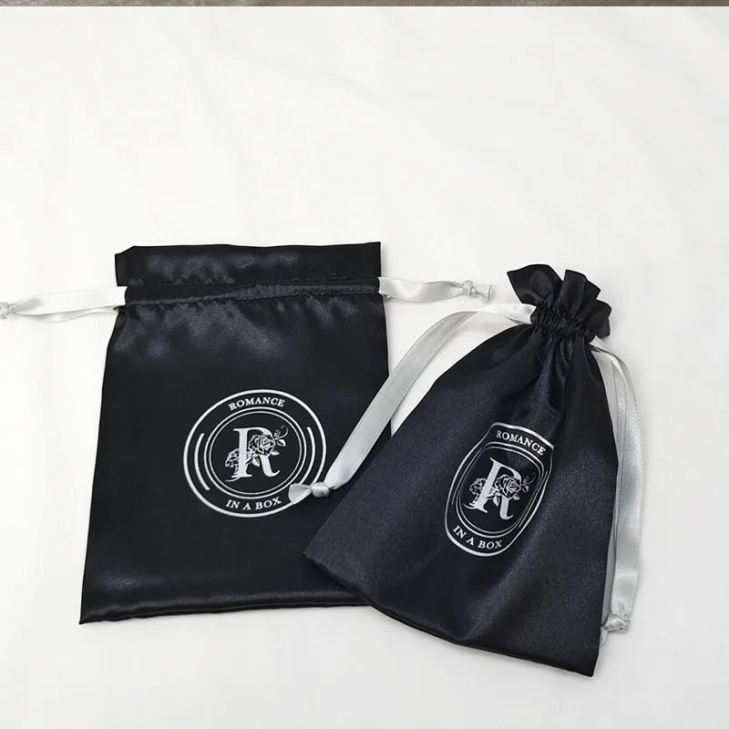 Luxury Custom Logo Large Soft Satin Silk Drawstring Dust Bags for Hair Cosmetic Handbag