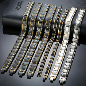 Punk Black Health Adjustable Size Bio Magnetic Bracelet Men Jewelry Stainless Steel Hand Bangle SBRM-009