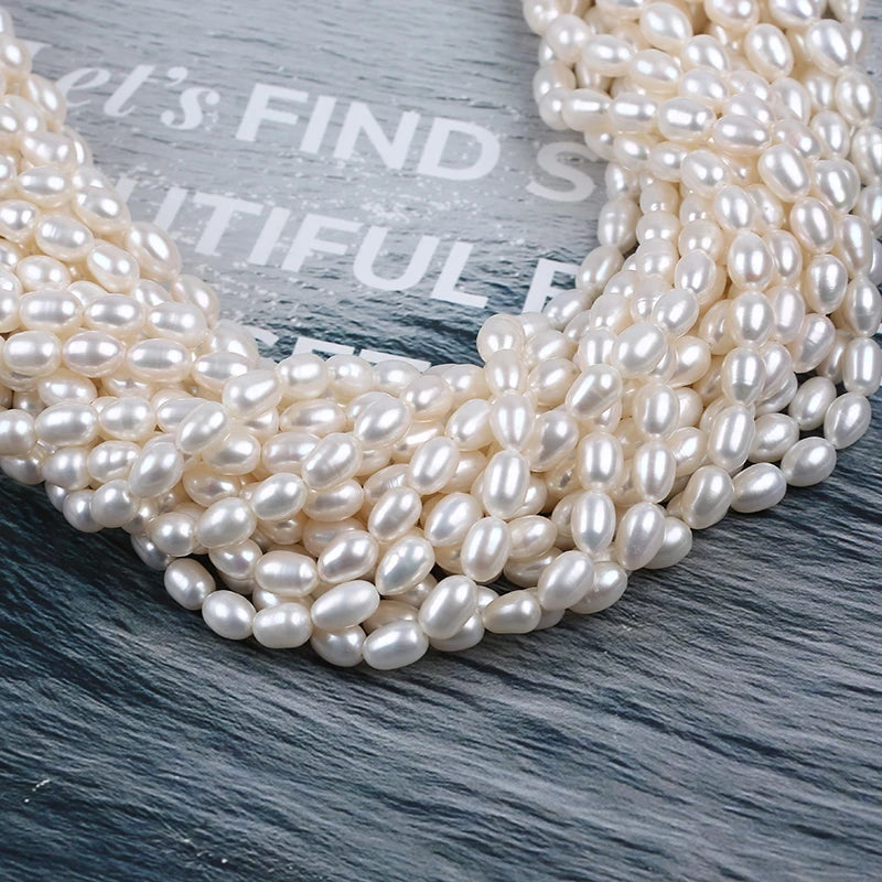 Wholesale White 6-7mm Rice Shape Loose Freshwater Pearl Beads Strings