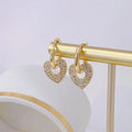 2022 Minimalist Jewelry Cute Zircon Love Heart Earrings 18k Real Gold Plated Hoop Clip Heart Drop Earrings for Girls