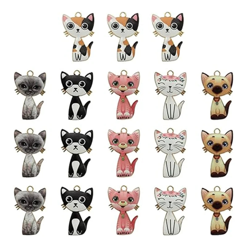 Cartoon Cat Charms Enamel Cat Charms for Jewelry Making Cute Cat Charms Earring Necklace Bracelet Pendants Crafts