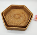 Vietnamese Eco-Friendly Rattan Woven Hexagonal Multifunction Storage Basket for Snack Tea Fruit Plate Organization Kitchen
