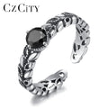 CZCITY Adjustable Woman Latest Design Geometric Jewelry Leaf Finger Silver 925 925Sterling Lady Ring