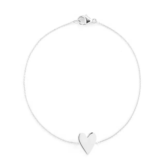 LOZRUNVE 925 Sterling Silver Sweet Plain Heart Love Pendant Bracelet for Women Girl Jewelry