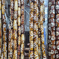 AB0872 Natural Vintage Ancient Brown Agate Drum Oval Barrel Jewelry Focal Beads