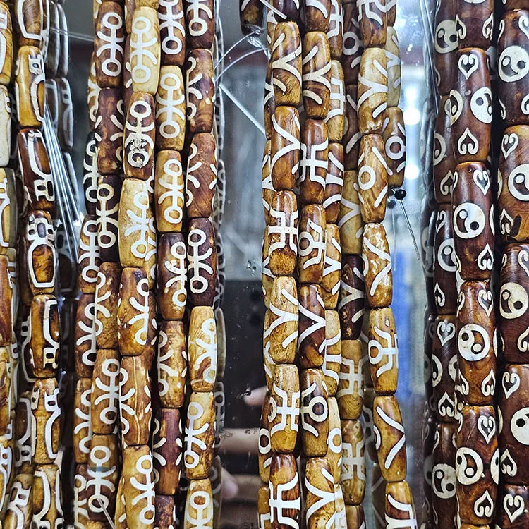 AB0872 Natural Vintage Ancient Brown Agate Drum Oval Barrel Jewelry Focal Beads