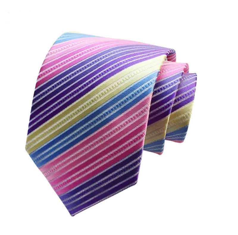 Striped Silk Tie 8cm Luxury Paisley Necktie Formal Business Tie for Men Meeting Wedding