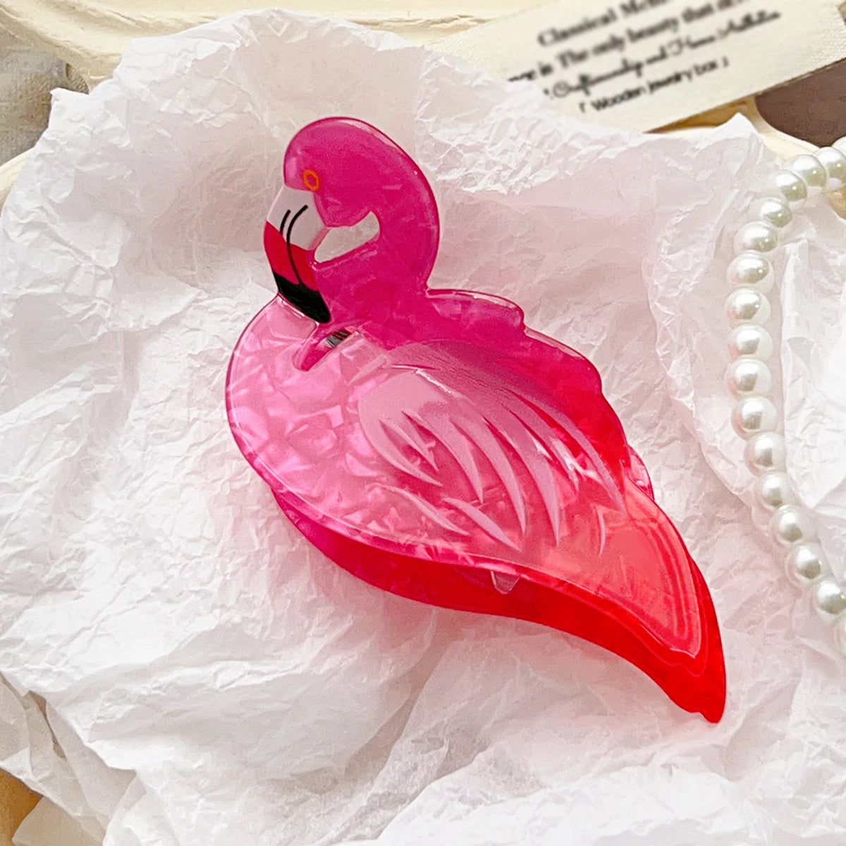 QIYUE 1 Pcs Spring Acetate Flamingo Hair Clips for Women Girls Cartoon Bird Jaw Clip Sweet Girl Crab Hair Clips Hair Accessories