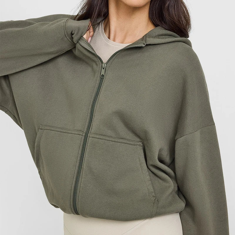 Custom logo Wholesale Luxury Mid Weight Full Zip Oversized Hoodie Manufacturer Heavy Cotton 100% French Terry Womens Hoodie