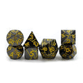 Customizable Logo Gold Number Crack Black Dice Set for Dungeons and Dragons RPG Made of Zinc Alloy-Factory Wholesale