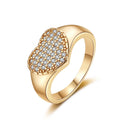 Hot Selling Trendy Brass Gold Plated Jewelry Women Men Love Romance Big Heart Zircon Gemstone Wedding Rings
