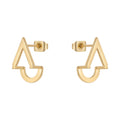 Hypoallergenic PVD 18K Gold Plated Stainless Steel Geometric U Shape Triangle Combination Stud Earrings for Women E221452