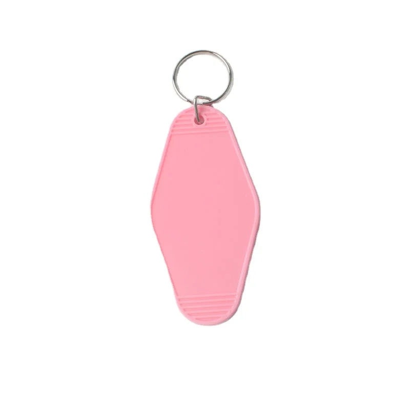 Custom logo pink Promotional Blank Plastic Retro Vintage Motel Hotel Room Keychain