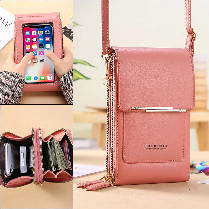 Touch Screen Cell Phone Purse Customized Cell Phone Purse Bag Cartera Para Celular Crossbody Bag Leather Cell Phone Purse Wallet
