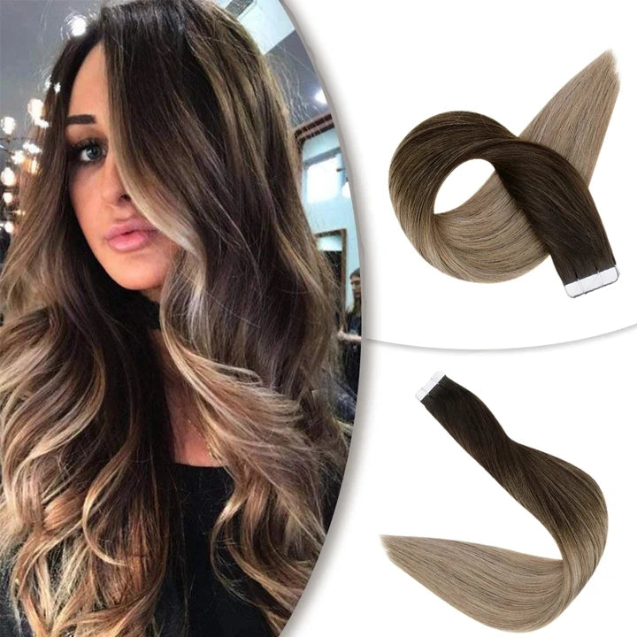 Cheap Double Drawn Russian Tape in Hair Virgin Remy Human Hair Tape Balayage Color Tape in Hair Extensions