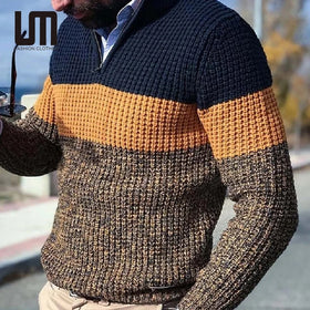 Liu Ming Autumn Winter Clearance Sale Wholesale Men's Casual Pullover Patchwork Color Knitted Plus Size Sweaters Breathable