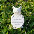 White Beige Resin Cat-shaped Pendant Engraved Words Handmade Hand-painted Fashion Irregular Shape Pet Memorial Statue Holiday