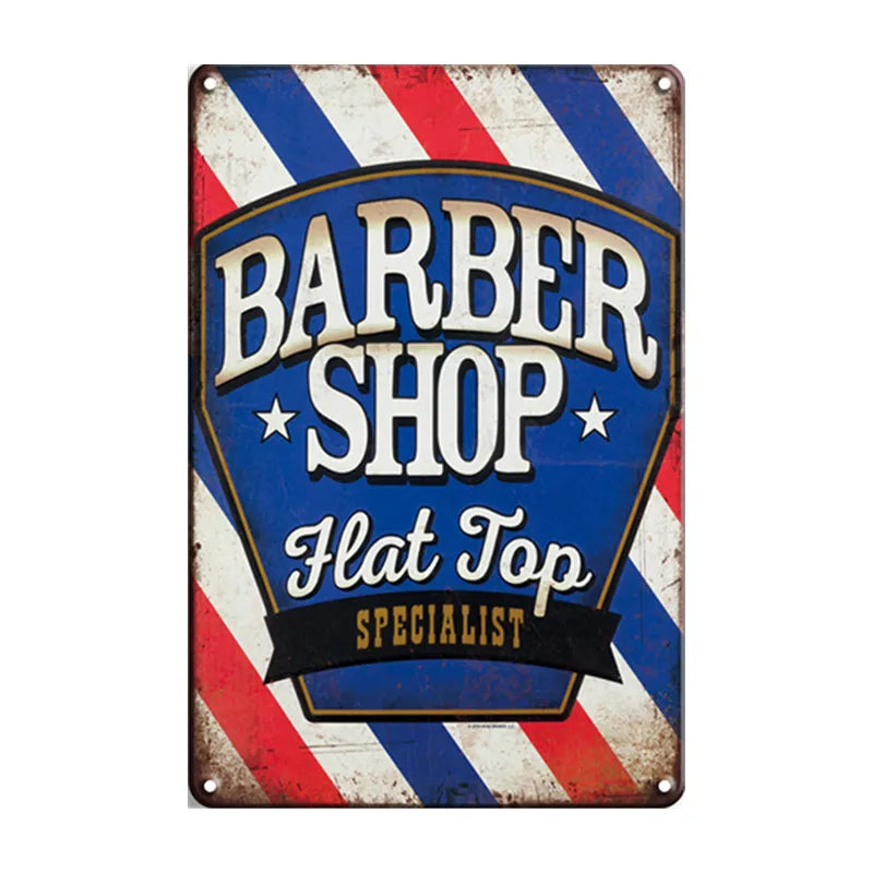 Barber Shop Specialist Metal Plate Tin Signs College Dorm Decor Haircut Shave Beard Wall Art Sticker Top Hairstyle Vintage Home