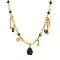 Elegant Personality Palace Style  Womens Jewellery Freshwater Pearl Zircon Jade Turquoise Pendant Link Chain Necklace