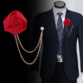 Personality Bridegroom Wedding Brooch Cloth Rose Flower Brooch Lapel Pin Men Tassel Chain Brooch (KBL155)