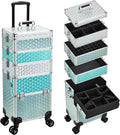 5 1 Customizable Aluminum Rolling Makeup Trolley 360 Degree Swivel Wheels Palette Travel Organizer Cosmetic Storage Box OEM/ODM