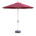 FEAMONT Hand Crank Retractable Garden Parasol Brushed Aluminum Leisure Patio Umbrella with Base Parts for Beach Use