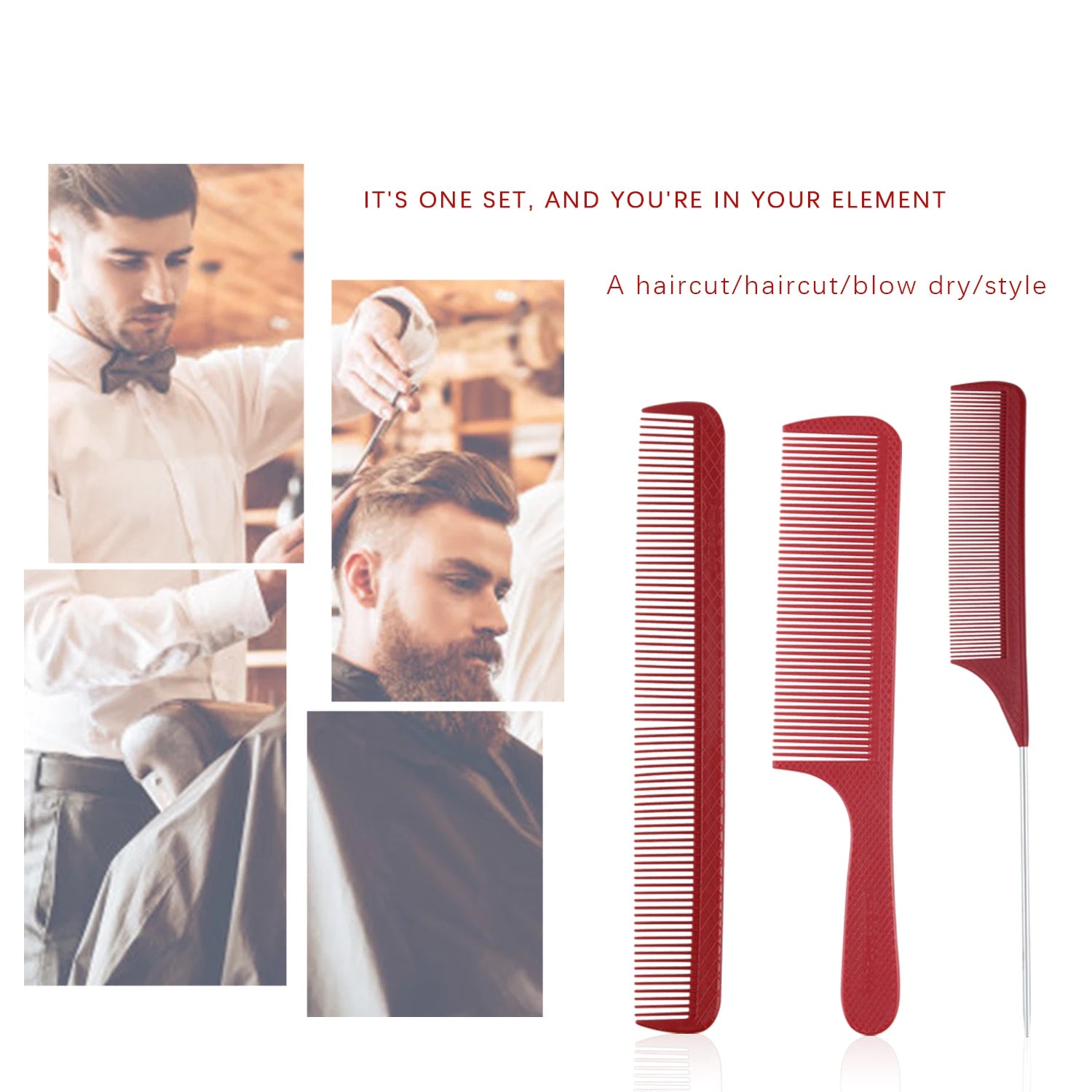 High Quality Heat Resistant Pin Rat Tail Comb Steel Teeth ABS Plastic Handle Antistatic Commercial Salon Hair Cutting Comb Not