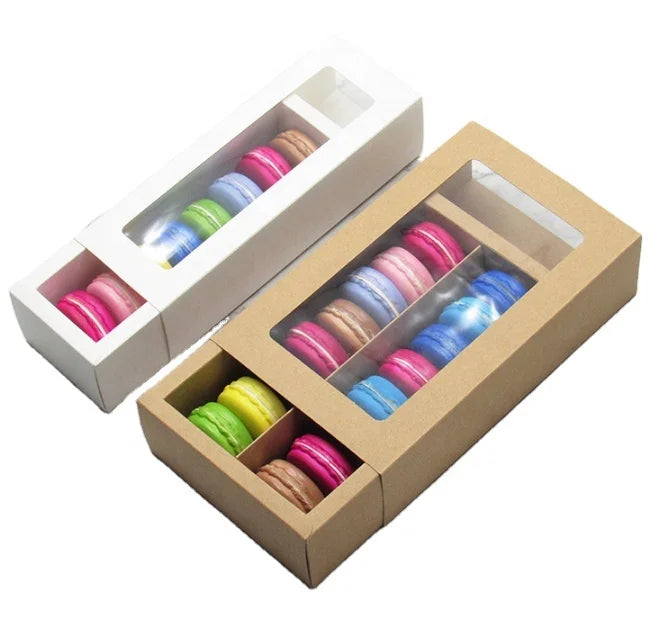 Macaron Boxes for 8 and 16  White with Clear Display Window 25 Pks Macarons Container or Packaging Box Donut  in Stock