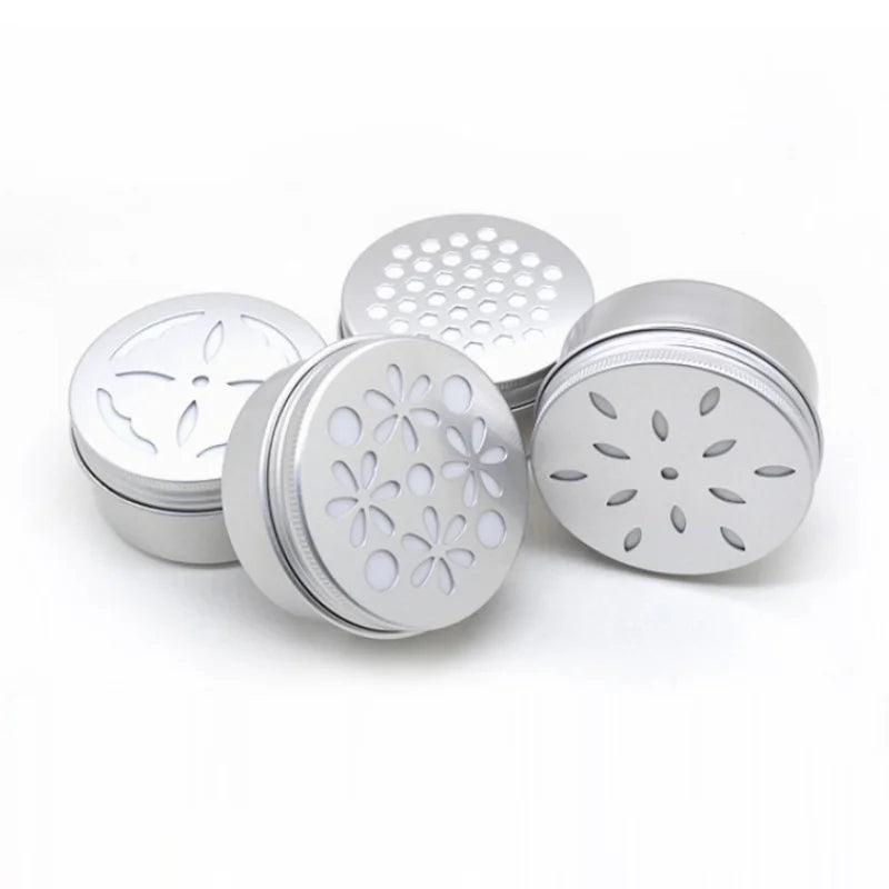 Hollow Hole Lid 60g Empty Aluminum Candle Jar Aromatherapy Tin Metal Box 60ML Cosmetic Cream Air Freshener Metal Pot 2oz