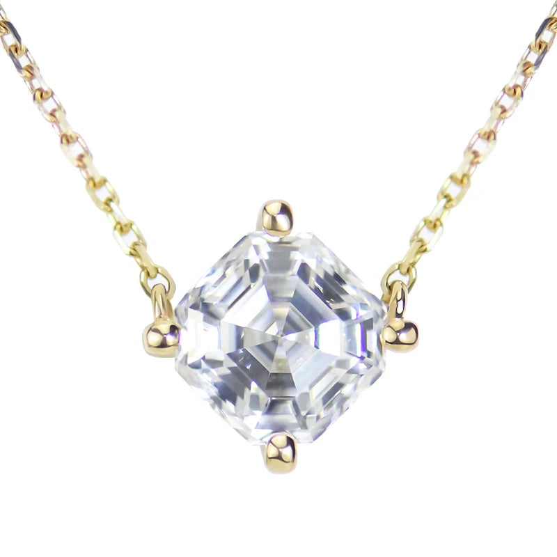 9x9mm Gold Gra Certificate Lab Grown Asscher Shape Cut Diamond Mossanite Moissanite Loose Gemstones Pendant Necklace