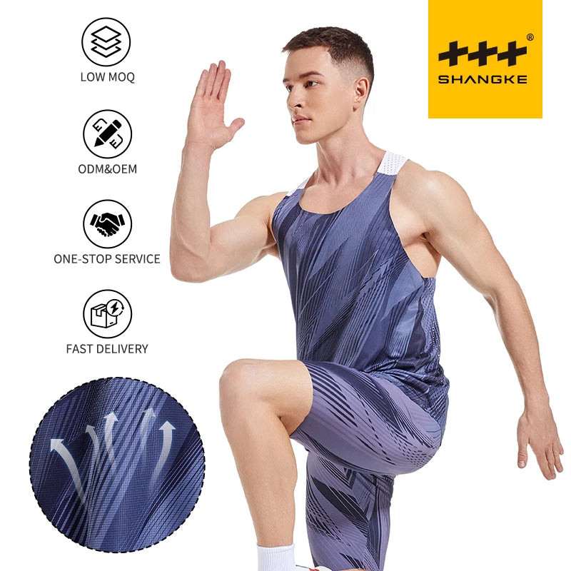 Custom Logo Seamless Breathable Lightweight Quick Dry 100% Polyester Sportswear Running Singlet for Men