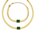 Hip Hop Fashion Metal Popular Bright Blade Chain Multicolor Zircon Contrast Necklace Bracelet Set