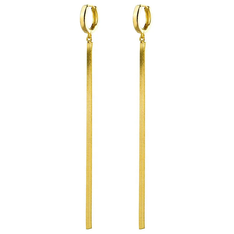 Gemnel Fashion Design Brass Gold Plated Snake Chain Pendant Hoop Huggie Earrings