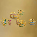 Huggie Hoop Bezel Set Sterling Silver Zircon Birthstone Studs Women Jewelry Plated Gold Small Earrings Designs for Girls