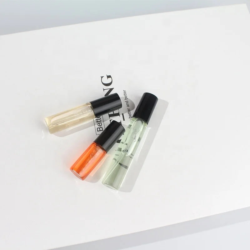 Black Empty Glass Perfume Small Samples Bottles 2ml 3ml 5ml Screen Printing Pump Sprayer with Cap