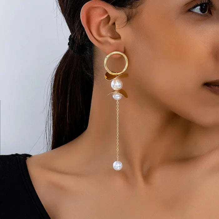 New Fashion Pearl Long Tassel Chain Drop Earrings for Women Design for Women Gifts Jewelry