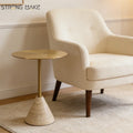 Nordic Custom Golden Sliver Stainless Steel Round Living Room Home Furniture Bedside Travertine Round Side Coffee Table for Sofa
