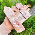 Natural Crystals Healing Gemstone Obelisk Pink Amethyst Large Tower Wand With Geode for Collection Gift
